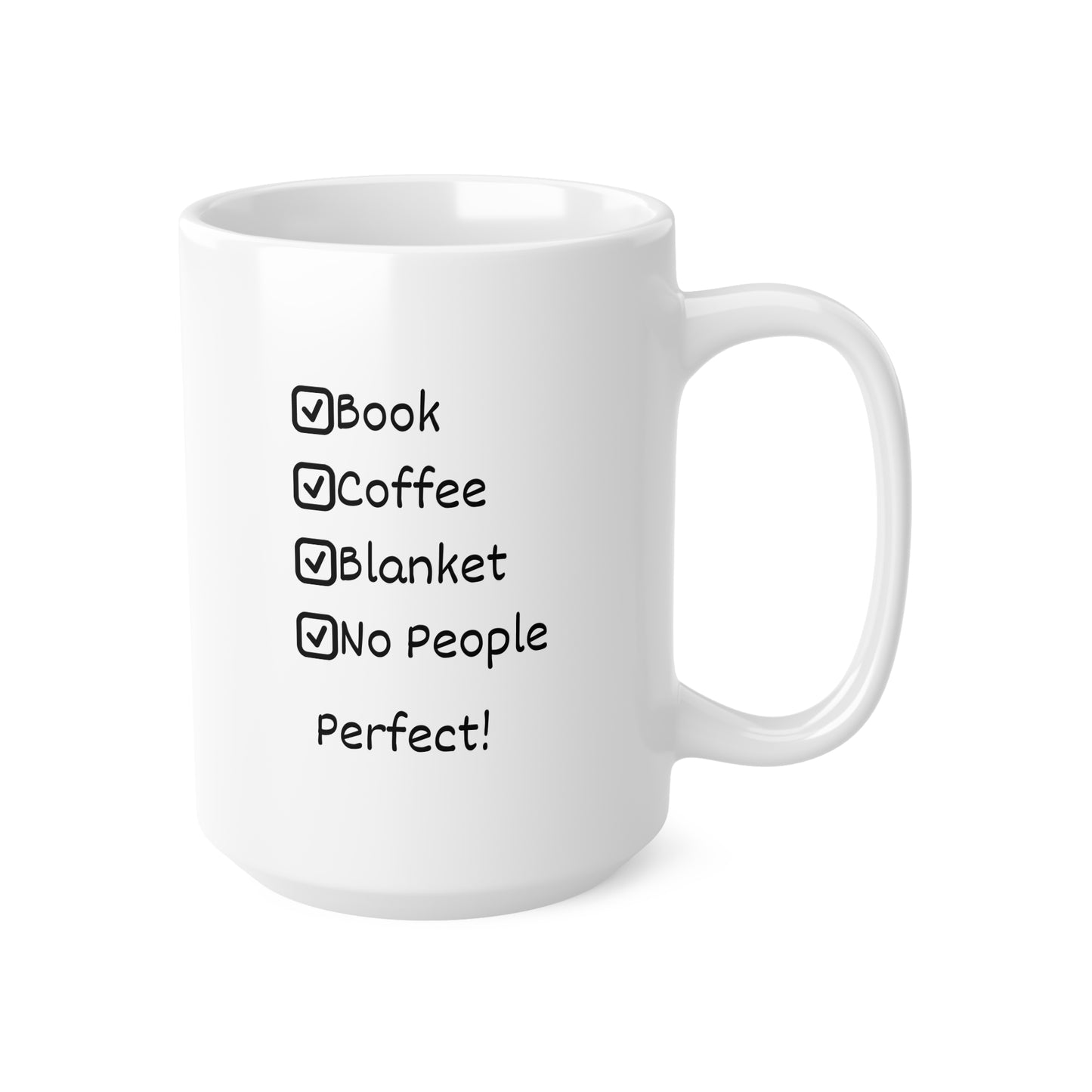 Book • Coffee • Blanket Mug — "No People" Cozy Reading Ceramic Coffee Cup (11oz, 15oz)