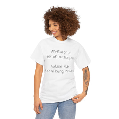 Autism & ADHD Awareness Tee — "ADHD = FOMO / Autism = Fobi" Cotton Shirt