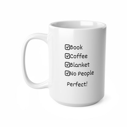 Book • Coffee • Blanket Mug — "No People" Cozy Reading Ceramic Coffee Cup (11oz, 15oz)