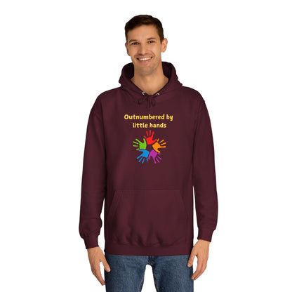 Hoodie — "Outnumbered by Little Hands" Colorful Kids' Handprint Family Pullover
