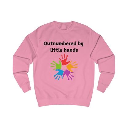 Outnumbered by Little Hands Sweatshirt — Funny Mom & Dad Family Shirt with Colorful Kids’ Handprints