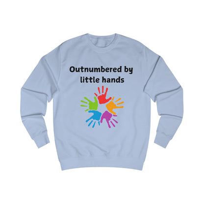 Outnumbered by Little Hands Sweatshirt — Funny Mom & Dad Family Shirt with Colorful Kids’ Handprints