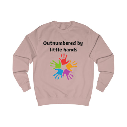 Outnumbered by Little Hands Sweatshirt — Funny Mom & Dad Family Shirt with Colorful Kids’ Handprints