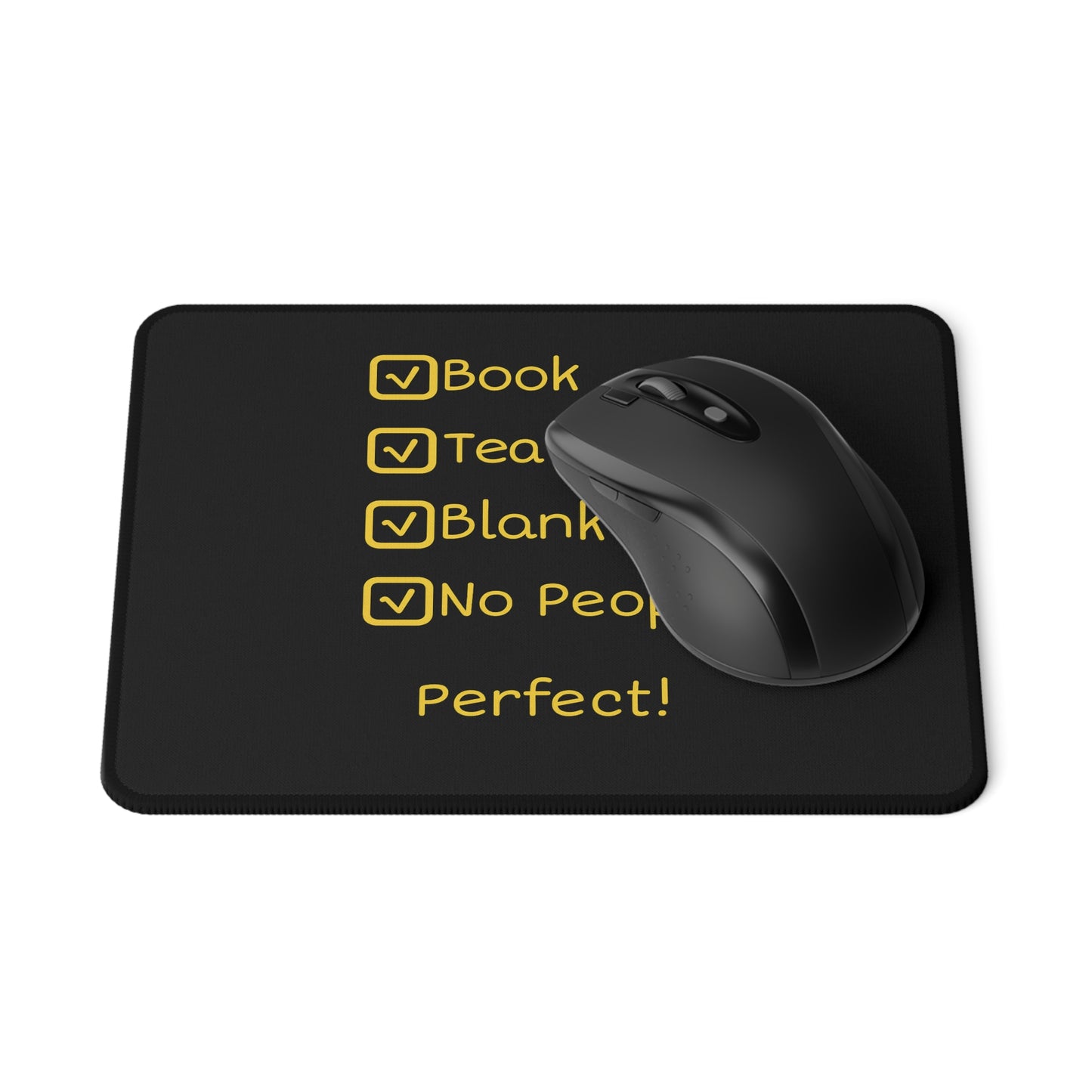 Cozy Introvert Checklist Mouse Pad — Book, Tea, Blanket, No People