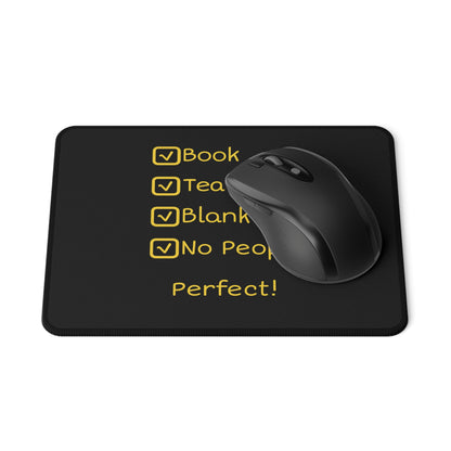 Cozy Introvert Checklist Mouse Pad — Book, Tea, Blanket, No People
