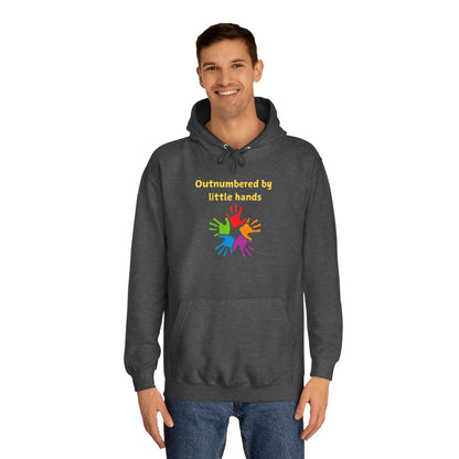 Hoodie — "Outnumbered by Little Hands" Colorful Kids' Handprint Family Pullover