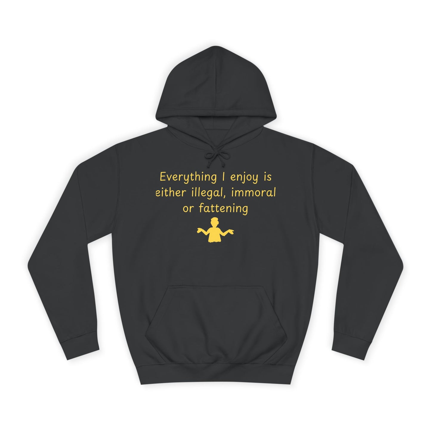 College Hoodie with Minimal Yellow Meditating Figure – Relaxed Campus Sweatshirt