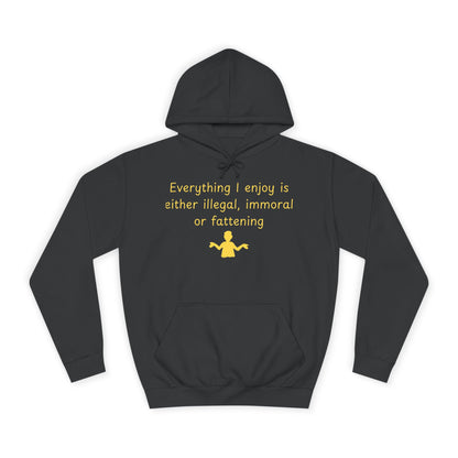 College Hoodie with Minimal Yellow Meditating Figure – Relaxed Campus Sweatshirt