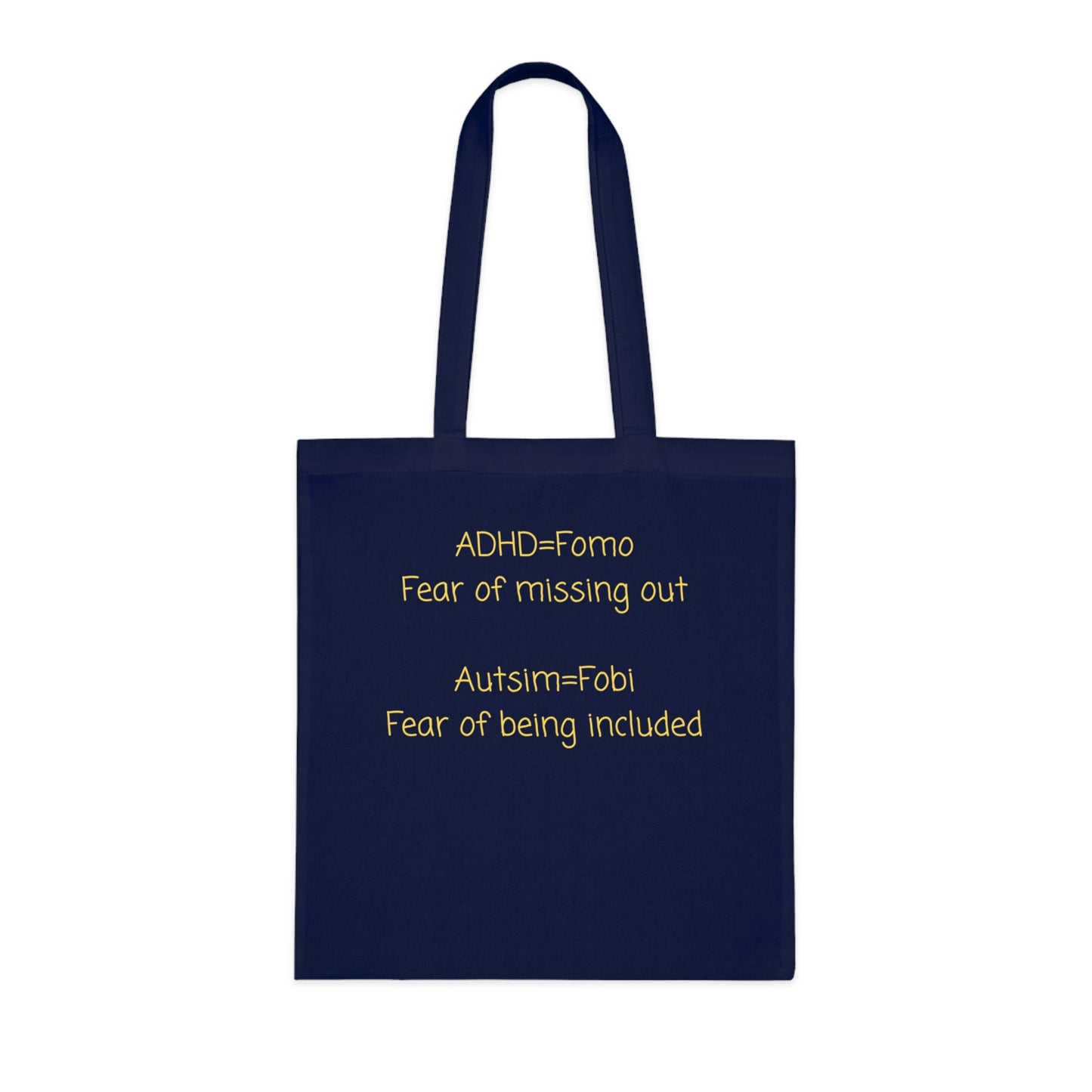 Autism & ADHD Tote Bag — “ADHD = Fomo, Autism = Fobi” Cotton Grocery Market Tote