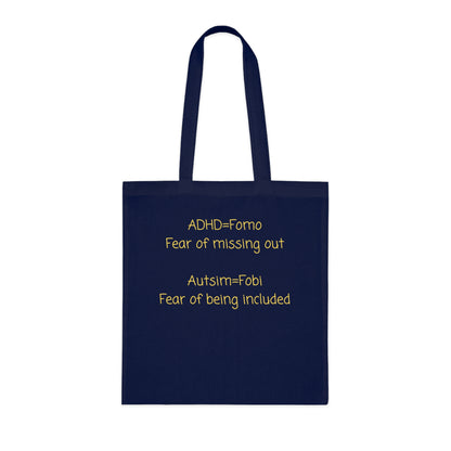 Autism & ADHD Tote Bag — “ADHD = Fomo, Autism = Fobi” Cotton Grocery Market Tote