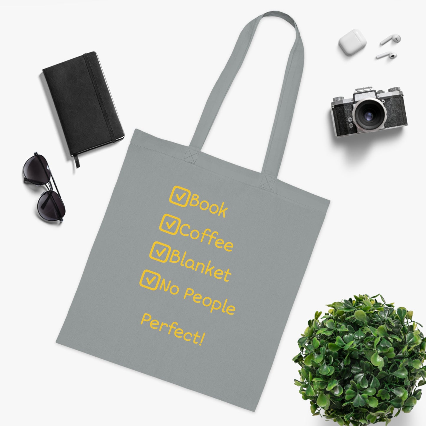 Tote Bag — ‘Book, Coffee, Blanket, No People’ Cozy Reading Tote