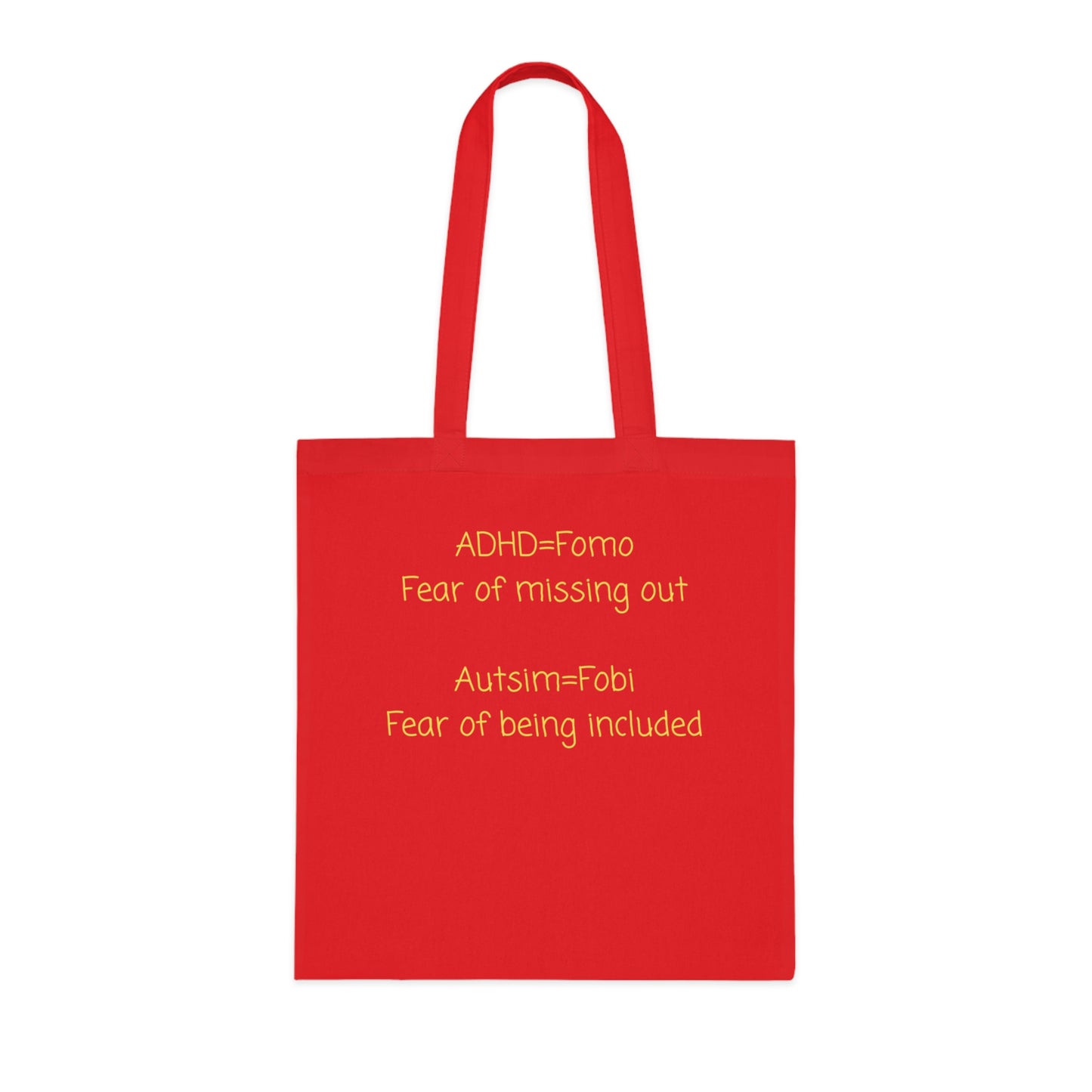 Autism & ADHD Tote Bag — “ADHD = Fomo, Autism = Fobi” Cotton Grocery Market Tote