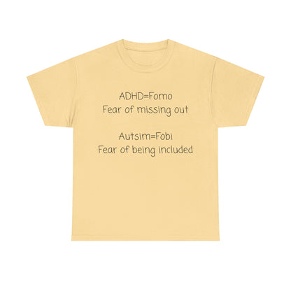 Autism & ADHD Awareness Tee — "ADHD = FOMO / Autism = Fobi" Cotton Shirt