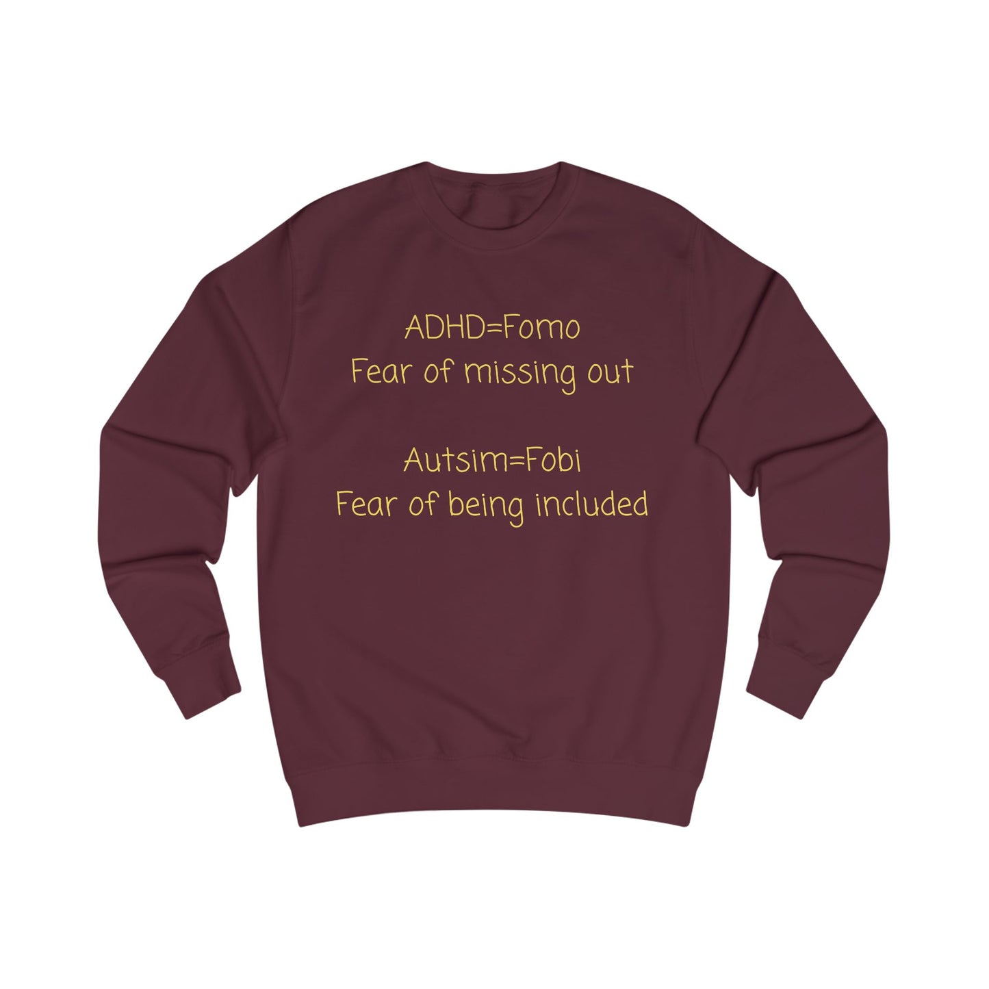 Awareness Sweatshirt — "ADHD = FOMO, Autism = Fobi" Mental Health Advocacy Crewneck
