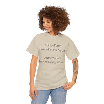 Autism & ADHD Awareness Tee — "ADHD = FOMO / Autism = Fobi" Cotton Shirt
