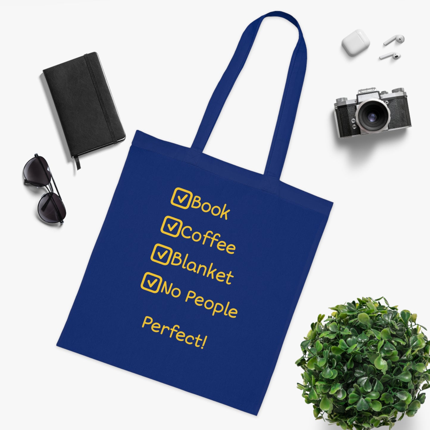 Tote Bag — ‘Book, Coffee, Blanket, No People’ Cozy Reading Tote