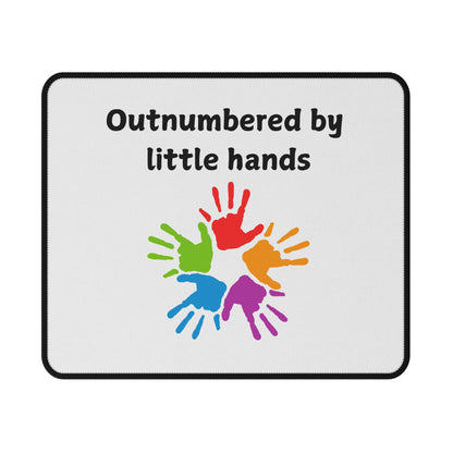 Outnumbered By Little Hands Mouse Pad — Colorful Handprints Non-Slip Gaming/Desk Pad