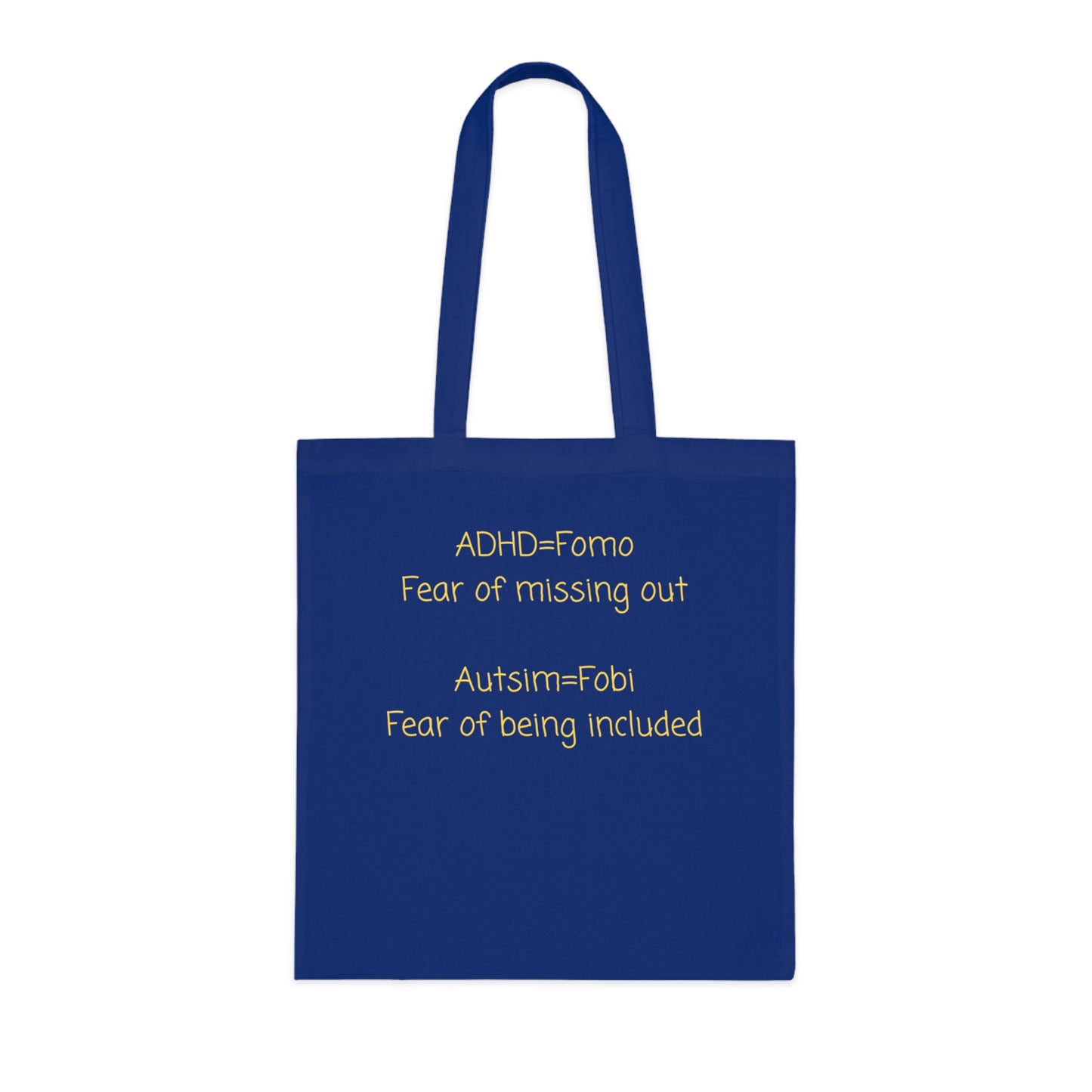 Autism & ADHD Tote Bag — “ADHD = Fomo, Autism = Fobi” Cotton Grocery Market Tote