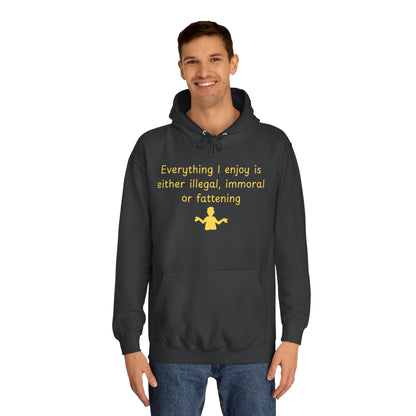 College Hoodie with Minimal Yellow Meditating Figure – Relaxed Campus Sweatshirt