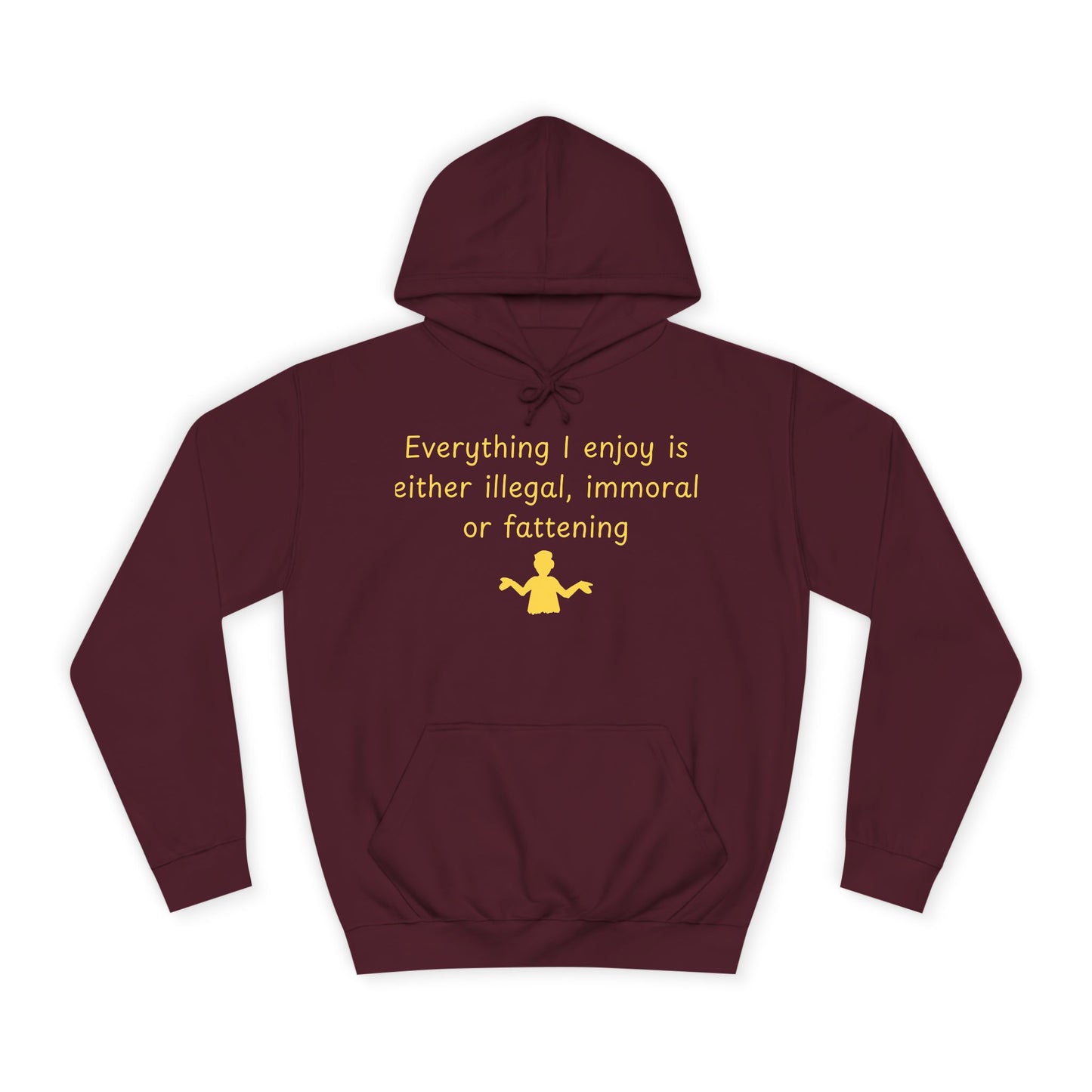 College Hoodie with Minimal Yellow Meditating Figure – Relaxed Campus Sweatshirt
