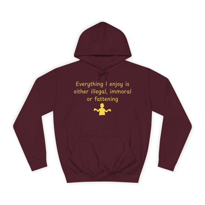 College Hoodie with Minimal Yellow Meditating Figure – Relaxed Campus Sweatshirt