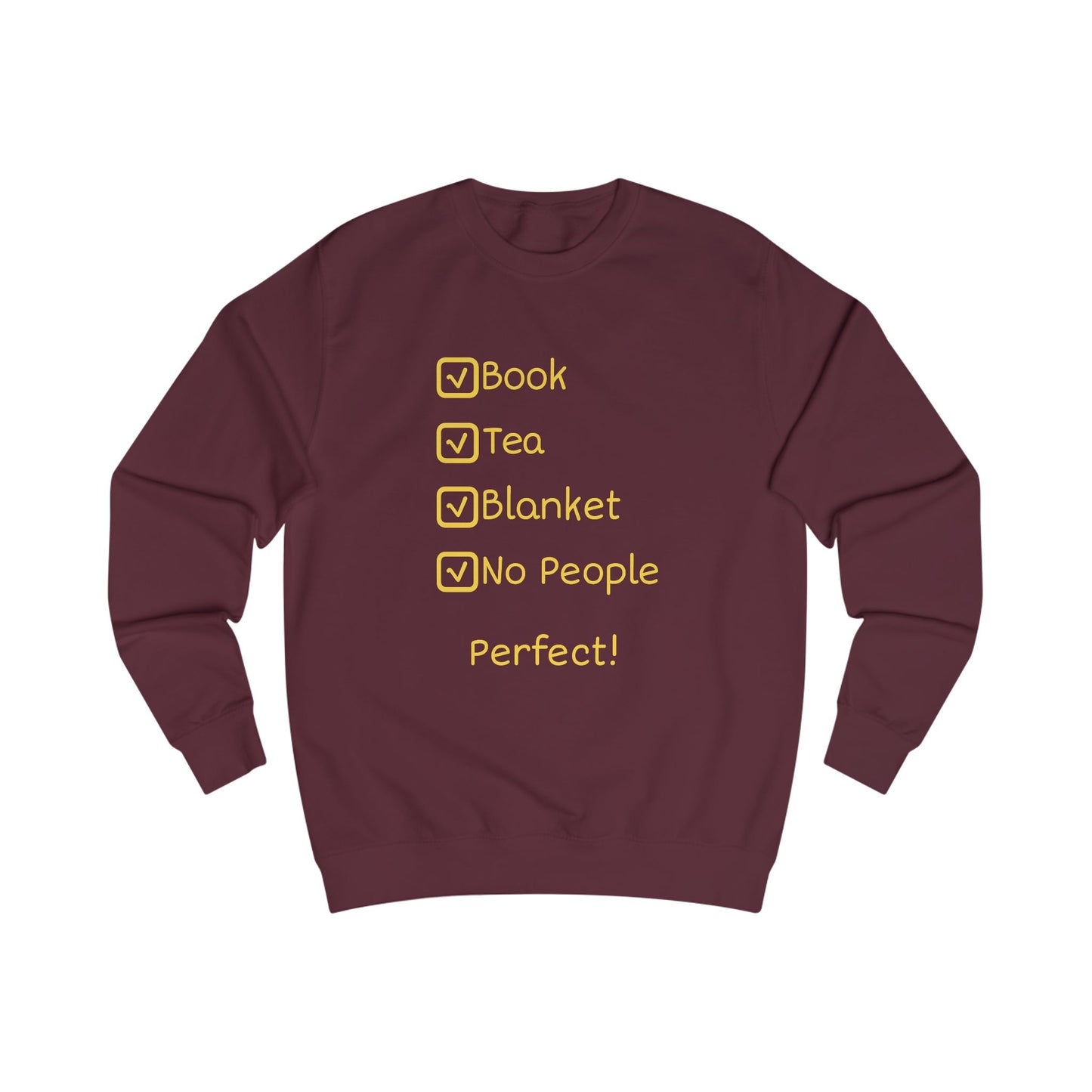 Sweatshirt - Book, Tea, Blanket, No People Checklist Cozy Reading Crewneck