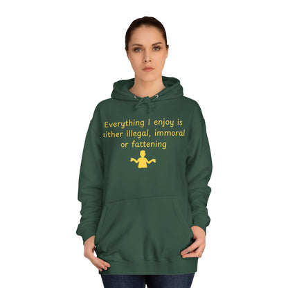 College Hoodie with Minimal Yellow Meditating Figure – Relaxed Campus Sweatshirt