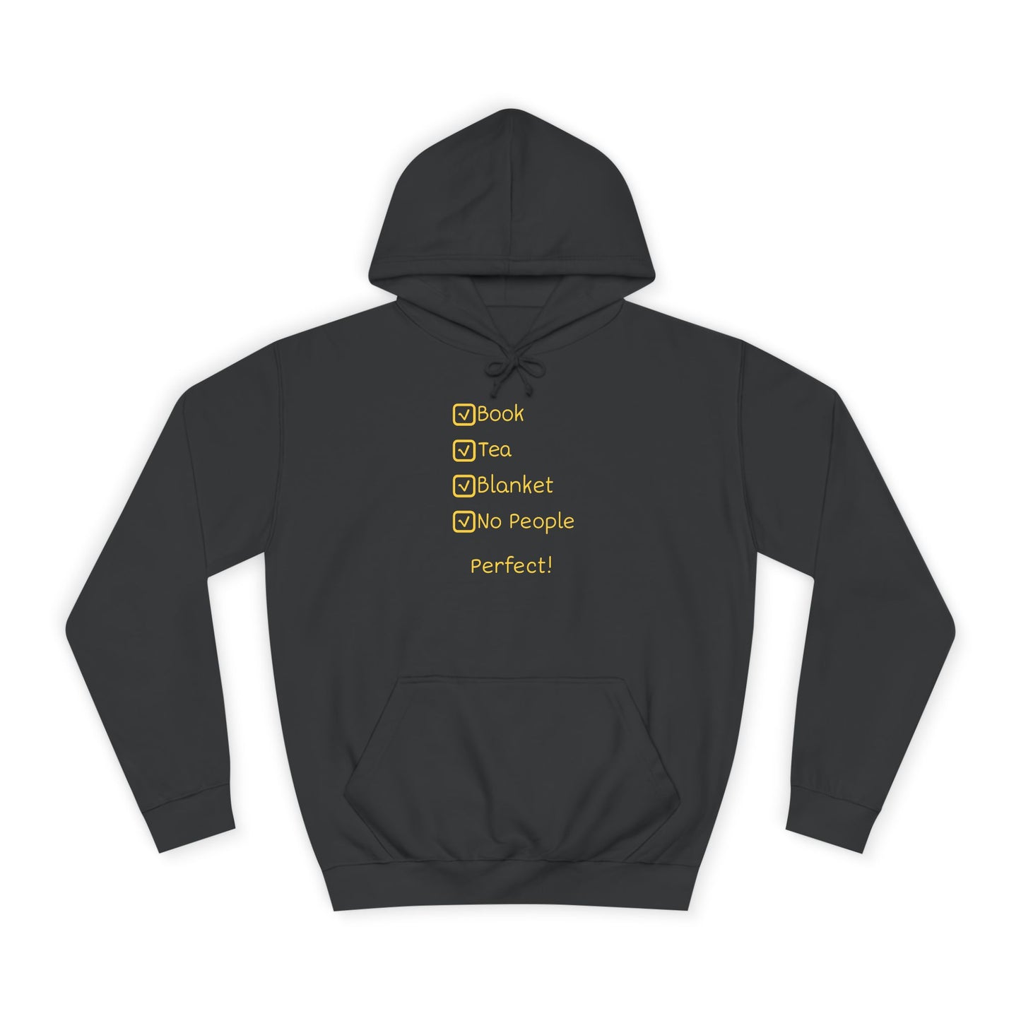 Hoodie — Checklist Design: Book, Tea, Blanket, No People – Cozy Introvert Gift