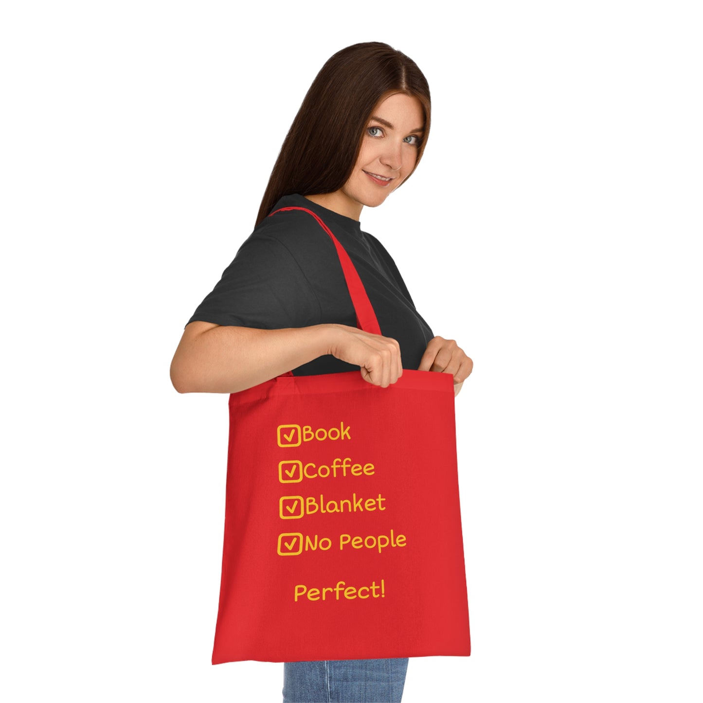 Tote Bag — ‘Book, Coffee, Blanket, No People’ Cozy Reading Tote