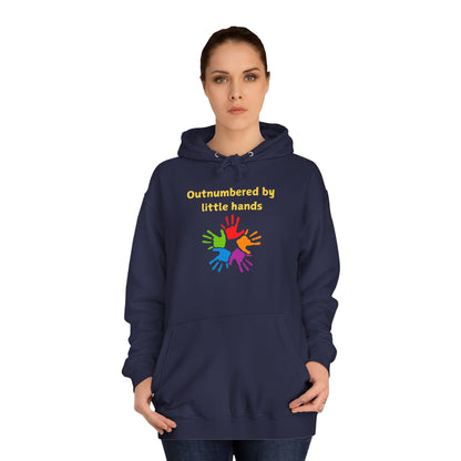 Hoodie — "Outnumbered by Little Hands" Colorful Kids' Handprint Family Pullover