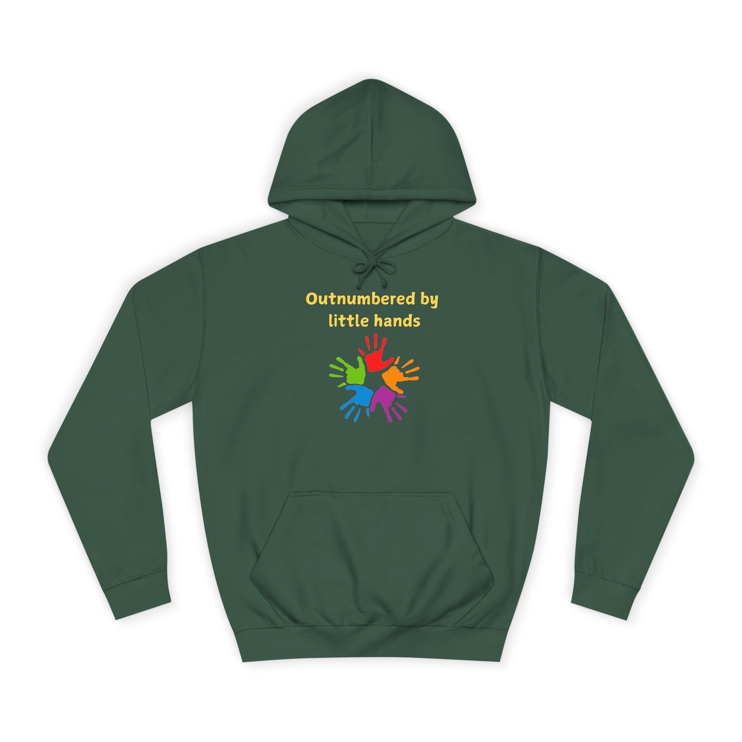 Hoodie — "Outnumbered by Little Hands" Colorful Kids' Handprint Family Pullover
