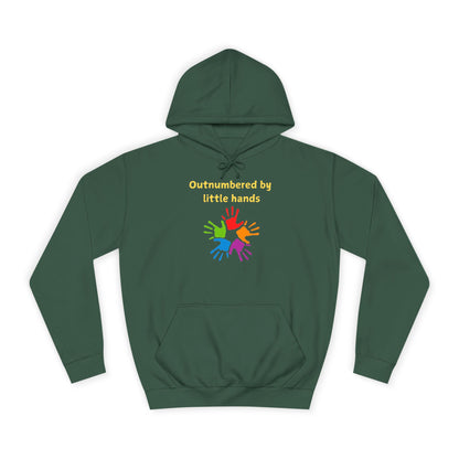 Hoodie — "Outnumbered by Little Hands" Colorful Kids' Handprint Family Pullover