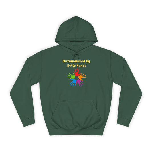 Hoodie — "Outnumbered by Little Hands" Colorful Kids' Handprint Family Pullover