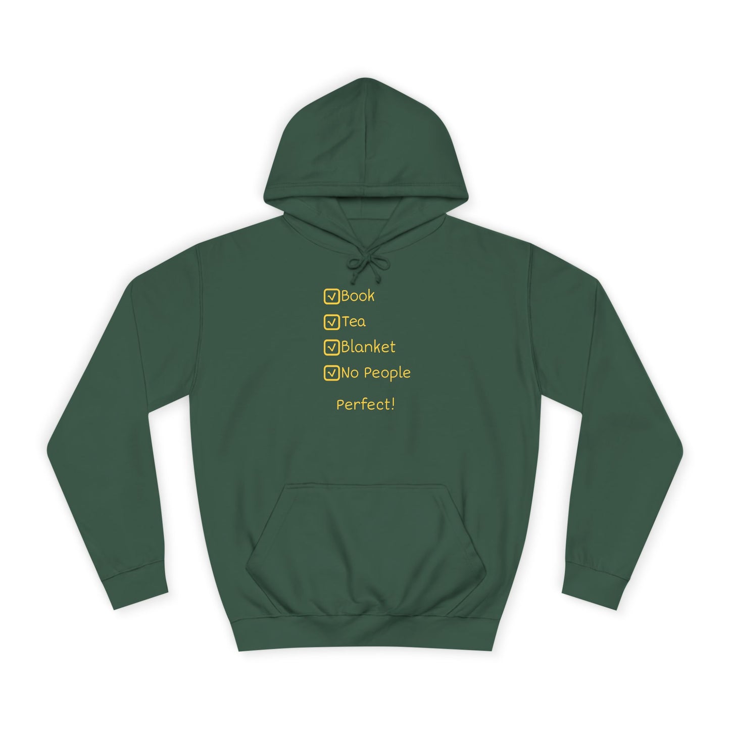 Hoodie — Checklist Design: Book, Tea, Blanket, No People – Cozy Introvert Gift