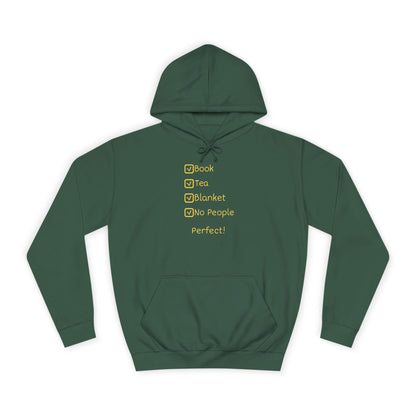 Hoodie — Checklist Design: Book, Tea, Blanket, No People – Cozy Introvert Gift