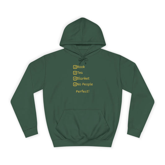 Hoodie — Checklist Design: Book, Tea, Blanket, No People – Cozy Introvert Gift