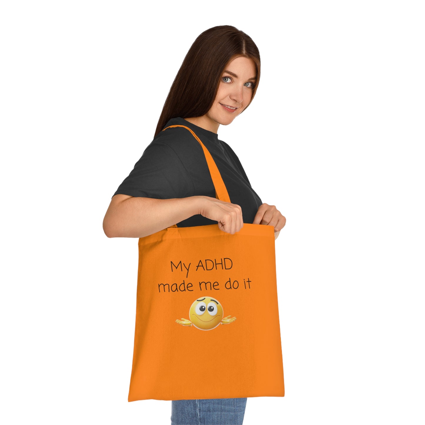My ADHD Made Me Do It Cotton Tote — Funny ADHD Awareness Emoji Shopper Bag