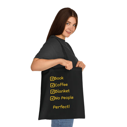 Tote Bag — ‘Book, Coffee, Blanket, No People’ Cozy Reading Tote