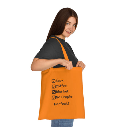 Tote Bag — Book, Coffee, Blanket, No People Checklist Tote (Perfect!)