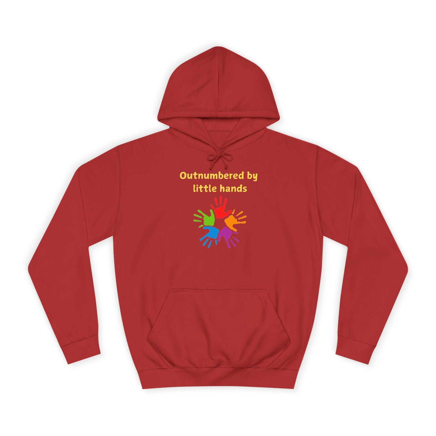 Hoodie — "Outnumbered by Little Hands" Colorful Kids' Handprint Family Pullover