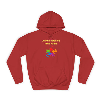 Hoodie — "Outnumbered by Little Hands" Colorful Kids' Handprint Family Pullover