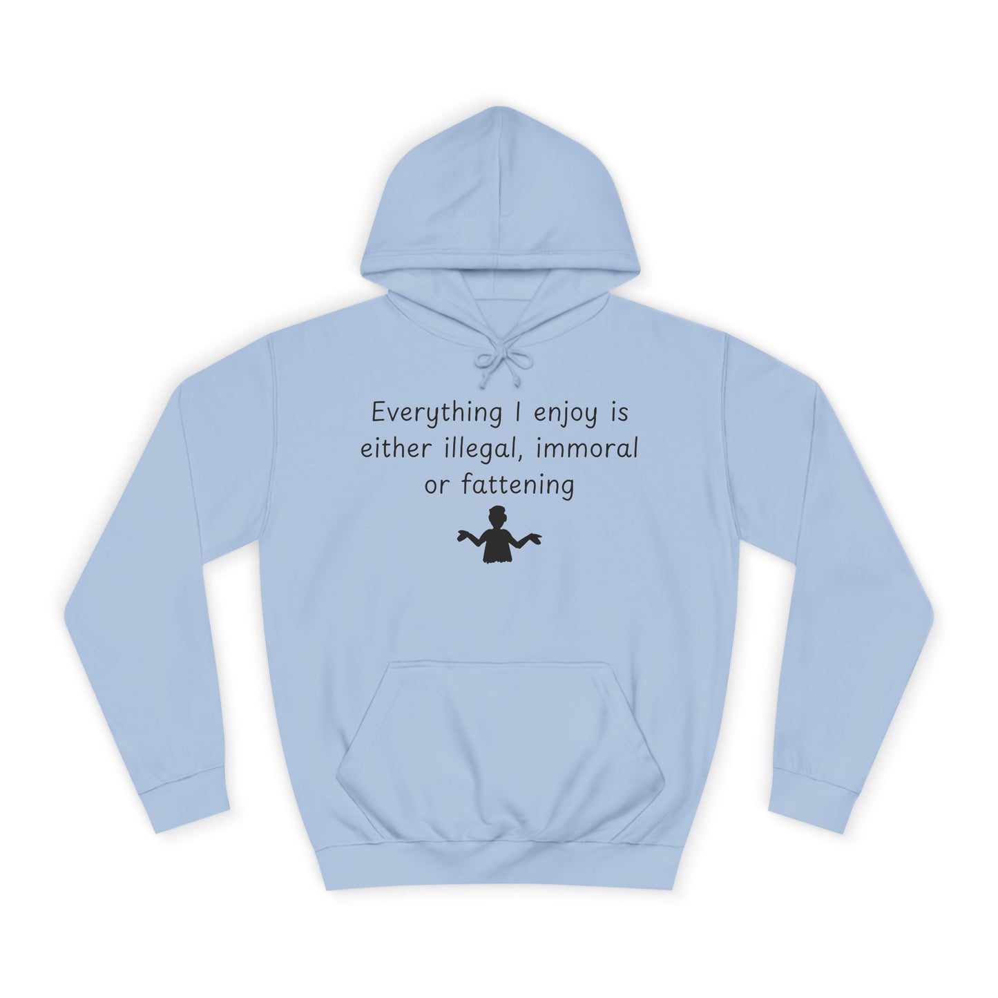 College Hoodie with Shrug Silhouette – Funny ‘I Don’t Know’ Campus Sweatshirt