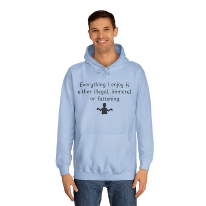 College Hoodie with Shrug Silhouette – Funny ‘I Don’t Know’ Campus Sweatshirt