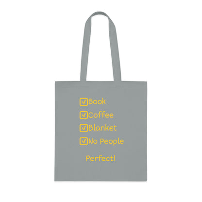 Tote Bag — ‘Book, Coffee, Blanket, No People’ Cozy Reading Tote
