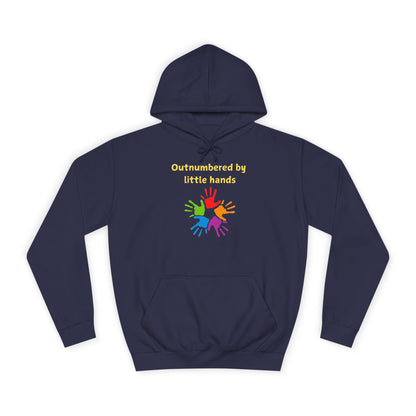 Hoodie — "Outnumbered by Little Hands" Colorful Kids' Handprint Family Pullover