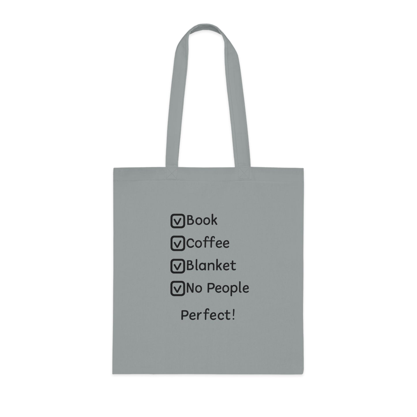 Tote Bag — Book, Coffee, Blanket, No People Checklist Tote (Perfect!)