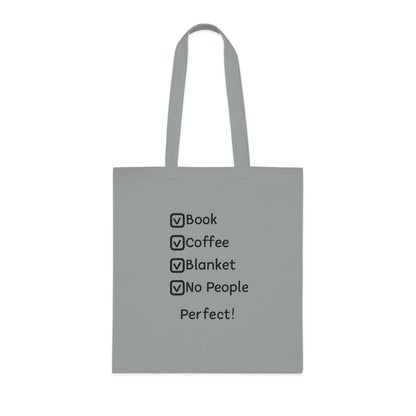 Tote Bag — Book, Coffee, Blanket, No People Checklist Tote (Perfect!)