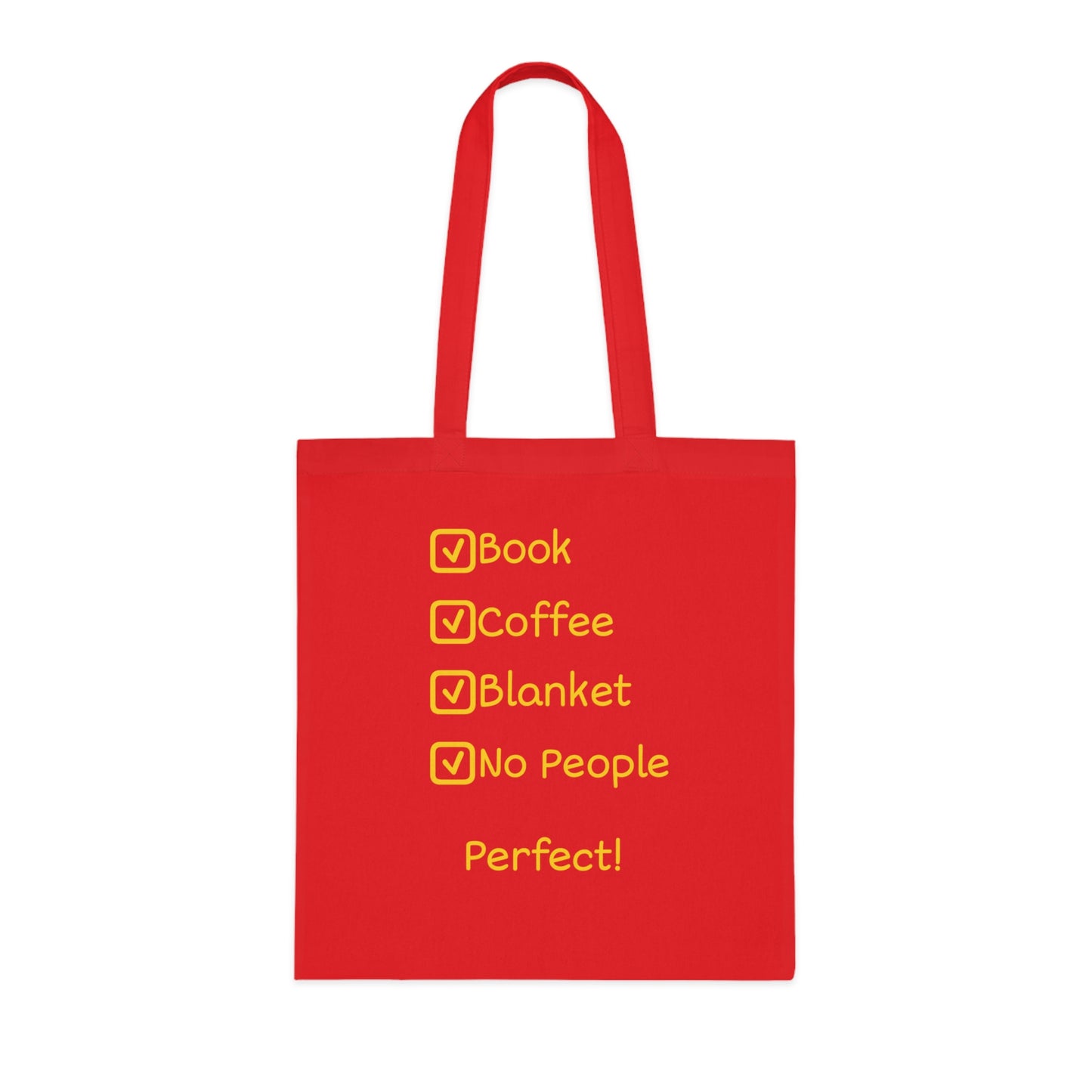 Tote Bag — ‘Book, Coffee, Blanket, No People’ Cozy Reading Tote