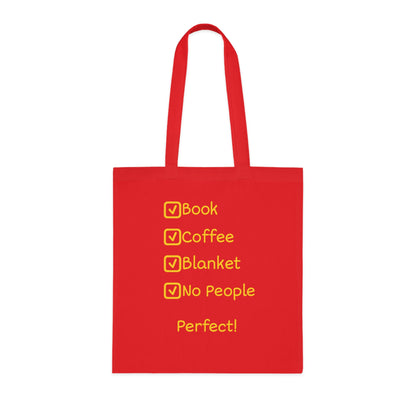 Tote Bag — ‘Book, Coffee, Blanket, No People’ Cozy Reading Tote