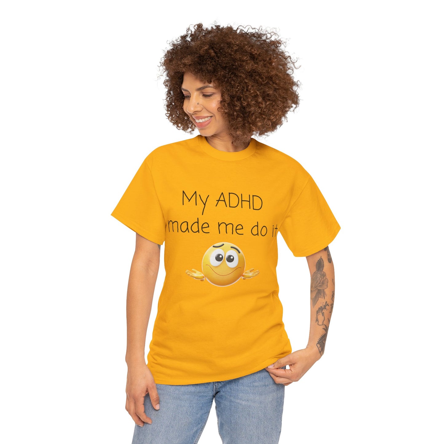 ADHD Made Me Do It T-Shirt — Funny ADHD Emoji Tee